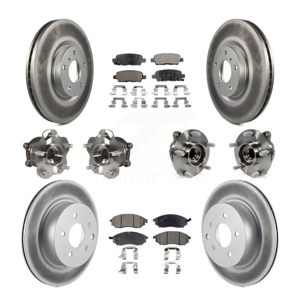 Hub Bearing Coated Brake Rotor Pads Front Rear Kit (10Pc) For INFINITI EX35 QX50