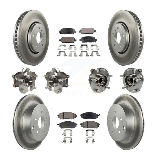 Hub Bearing Coated Brake Rotor Pads Front Rear Kit (10Pc) For INFINITI FX35 FX37