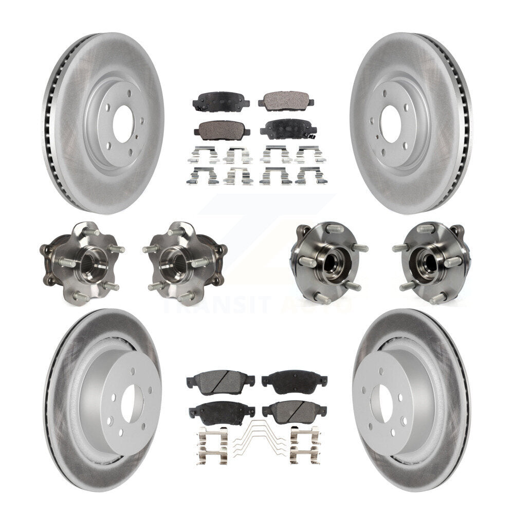 Hub Bearing Coated Brake Rotor & Pads Front Rear Kit (10Pc) For INFINITI G35 Q60
