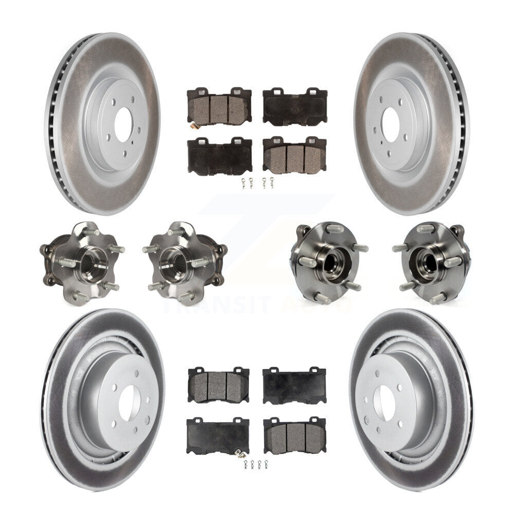 Hub Bearing Coated Brake Rotor & Pads Front Rear Kit (10Pc) For INFINITI G37 RWD
