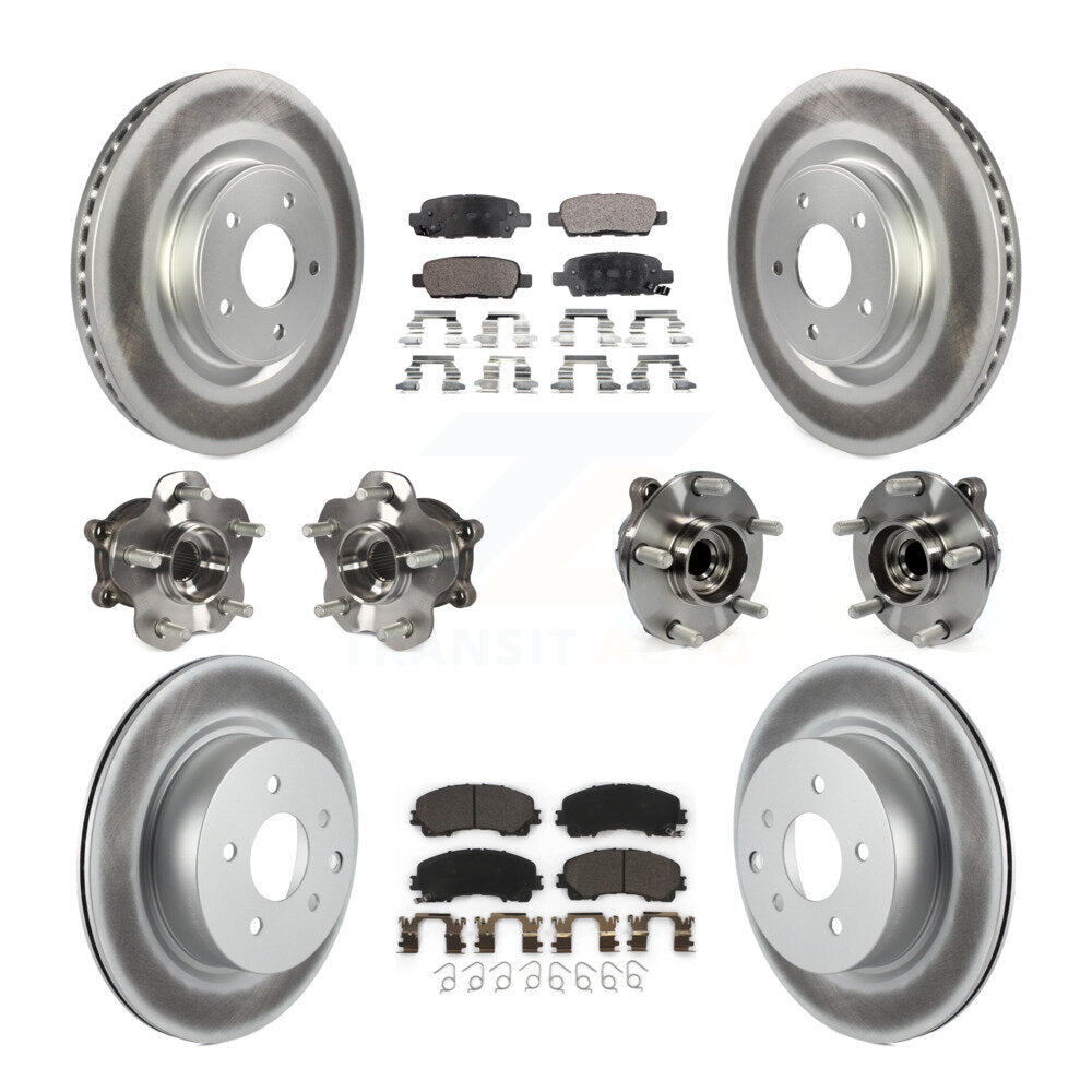 Hub Bearing Coated Brake Rotor & Pad Front Rear Kit (10Pc) For INFINITI QX50 RWD