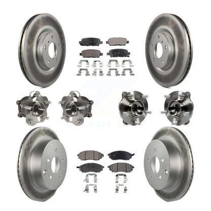 Hub Bearing Coated Brake Rotor & Pad Front Rear Kit (10Pc) For INFINITI QX70 AWD