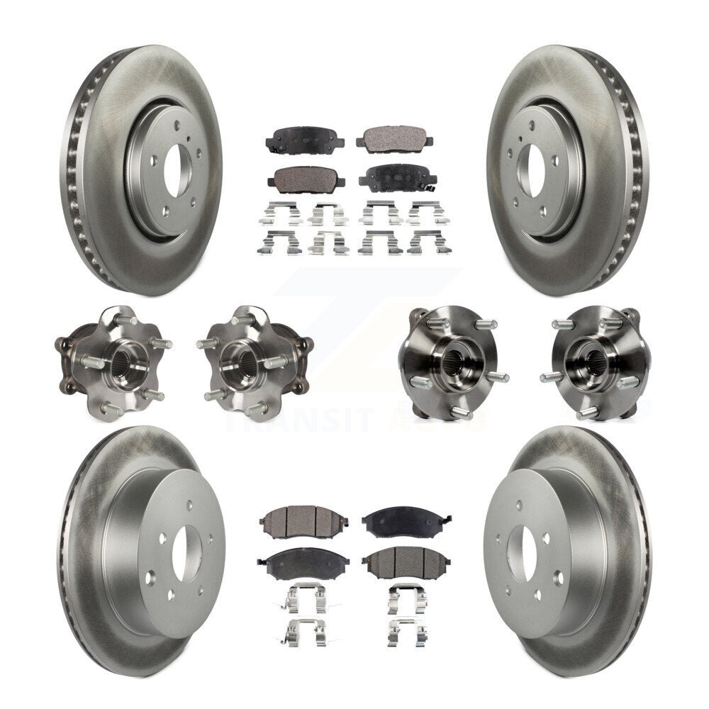 Hub Bearing Coated Brake Rotor Pads Front Rear Kit (10Pc) For INFINITI FX35 FX37