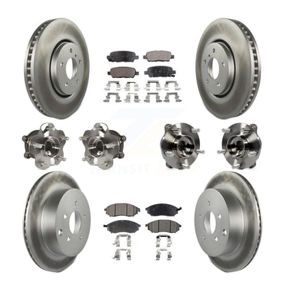 Hub Bearing Coated Brake Rotor Pads Front Rear Kit (10Pc) For INFINITI FX35 FX37