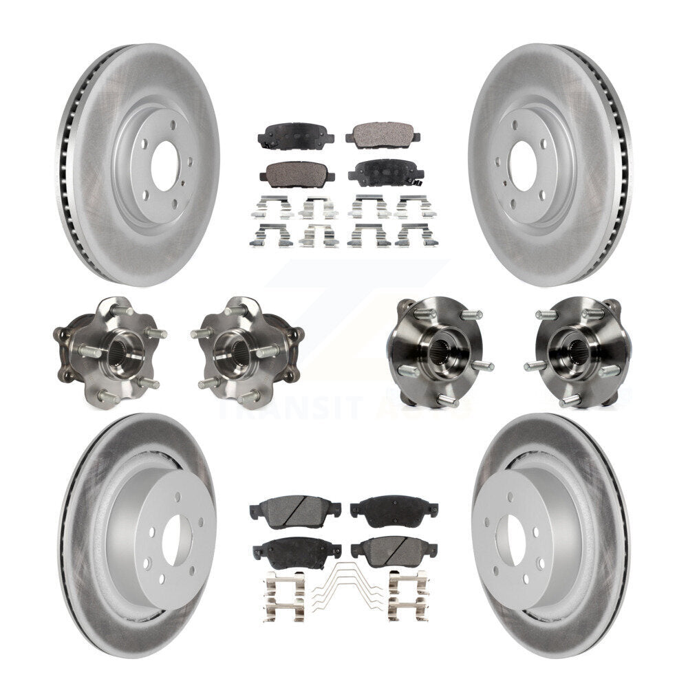 Hub Bearing Coated Brake Rotor & Pads Front Rear Kit (10Pc) For INFINITI G35 Q60
