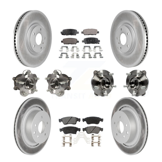 Hub Bearing Coated Brake Rotor & Pads Front Rear Kit (10Pc) For INFINITI G35 Q60