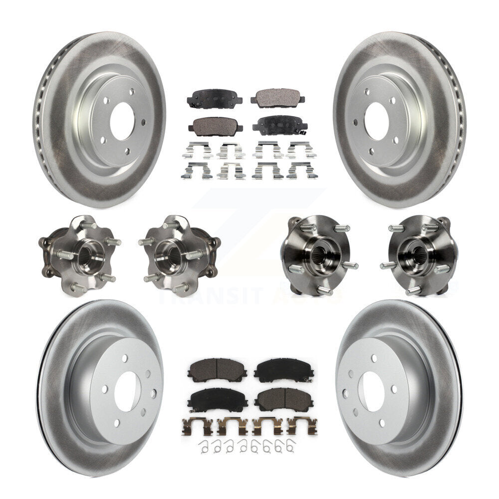 Hub Bearing Coated Brake Rotor & Pad Front Rear Kit (10Pc) For INFINITI QX50 AWD