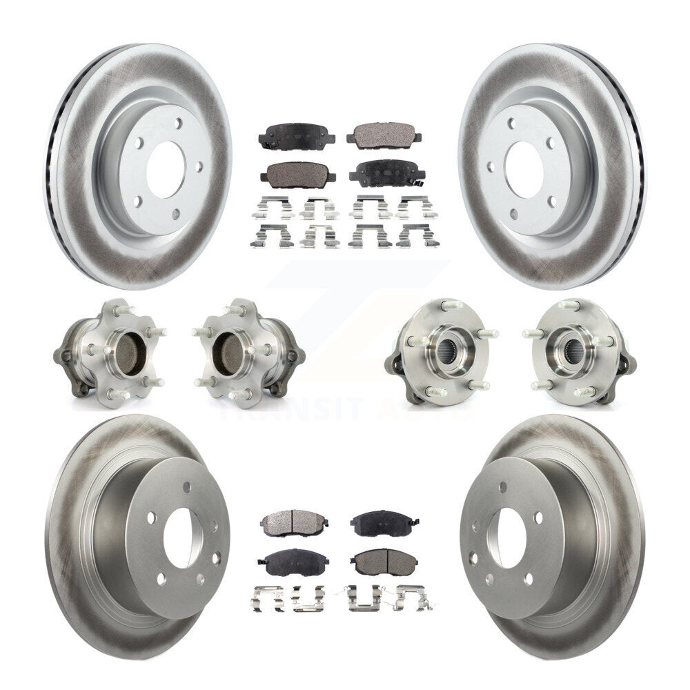 Hub Bearing Coated Disc Brake Rotor Pads Front Rear Kit (10Pc) For Nissan Altima