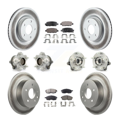 Hub Bearing Coated Disc Brake Rotor Pads Front Rear Kit (10Pc) For Nissan Altima