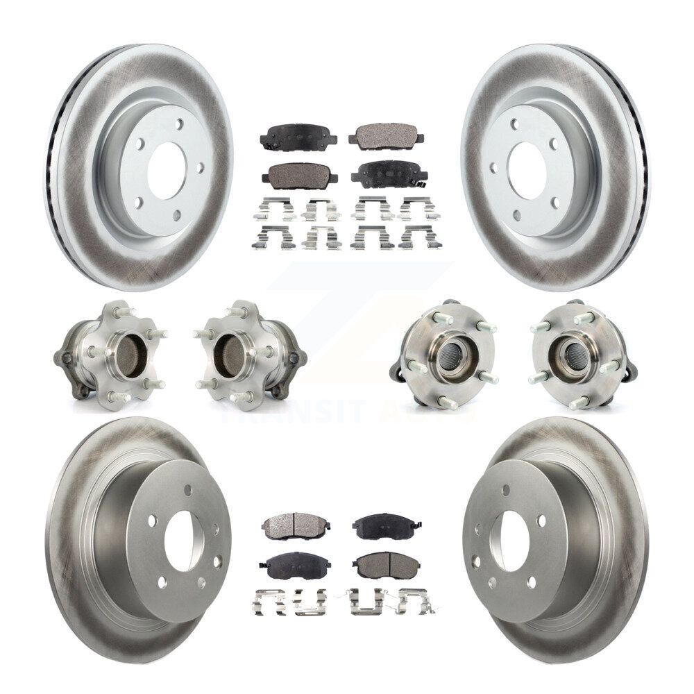 Hub Bearing Coated Disc Brake Rotor Pads Front Rear Kit (10Pc) For Nissan Altima