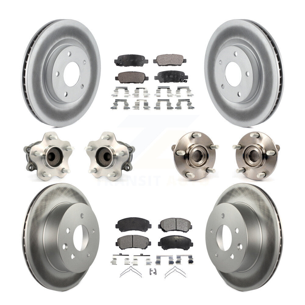 Hub Bearing Coated Brake Rotor Pad Front Rear Kit (10Pc) For Nissan Rogue Select