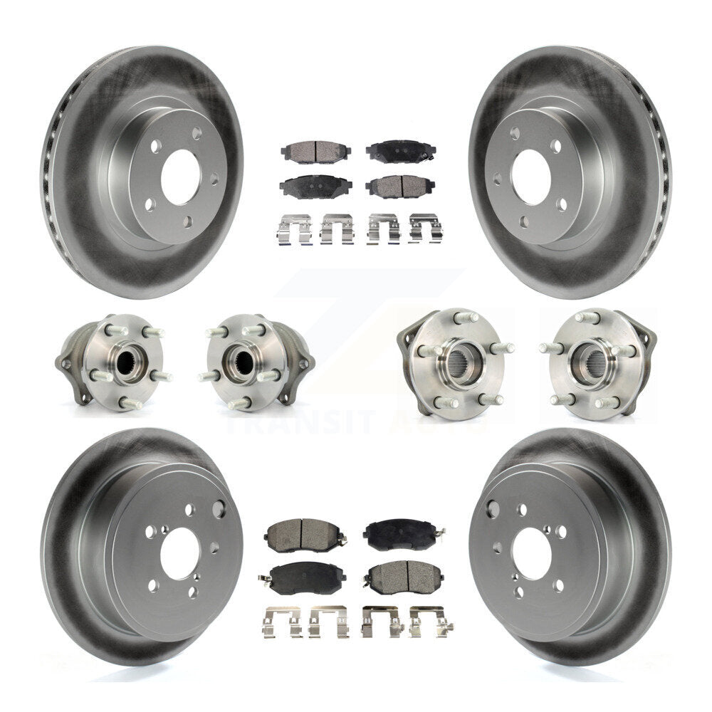Hub Bearing Coated Disc Brake Rotor Pad Front Rear Kit (10Pc) For Subaru Impreza