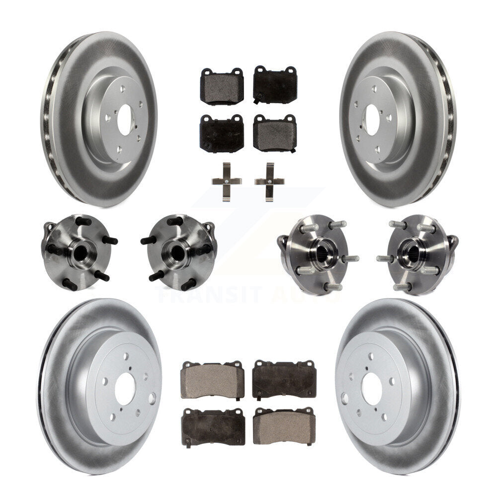 Hub Bearing Coated Brake Rotor Pads Front Rear Kit (10Pc) For Subaru Impreza WRX