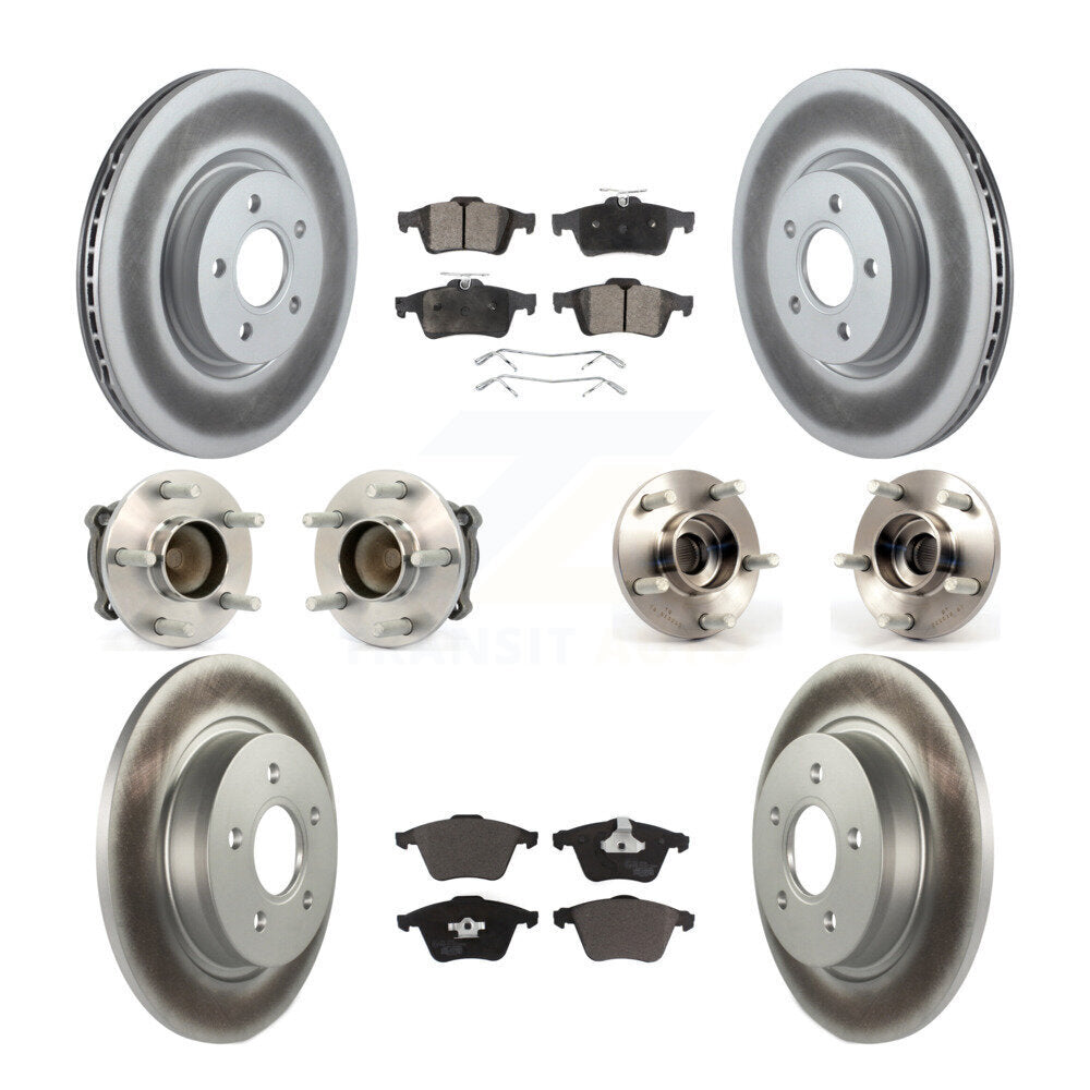 Hub Bearing Coated Brake Rotor & Pad Front Rear Kit (10Pc) For Volvo S40 V50 C70