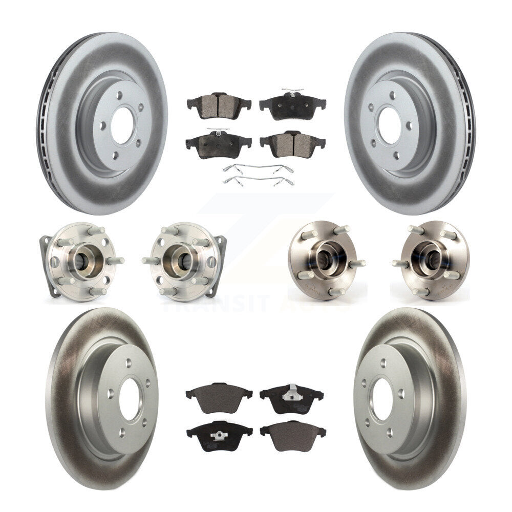Hub Bearing Coated Brake Rotor & Pad Front Rear Kit (10Pc) For Volvo S40 V50 AWD