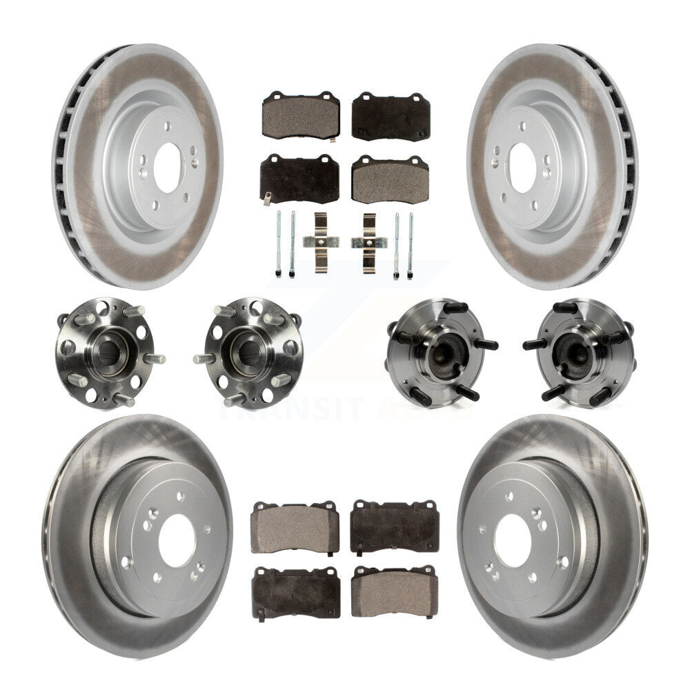 Hub Bearing Coat Brake Rotor Pad Front Rear Kit (10Pc) For Hyundai Genesis Coupe