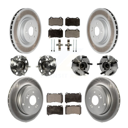 Hub Bearing Coat Brake Rotor Pad Front Rear Kit (10Pc) For Hyundai Genesis Coupe