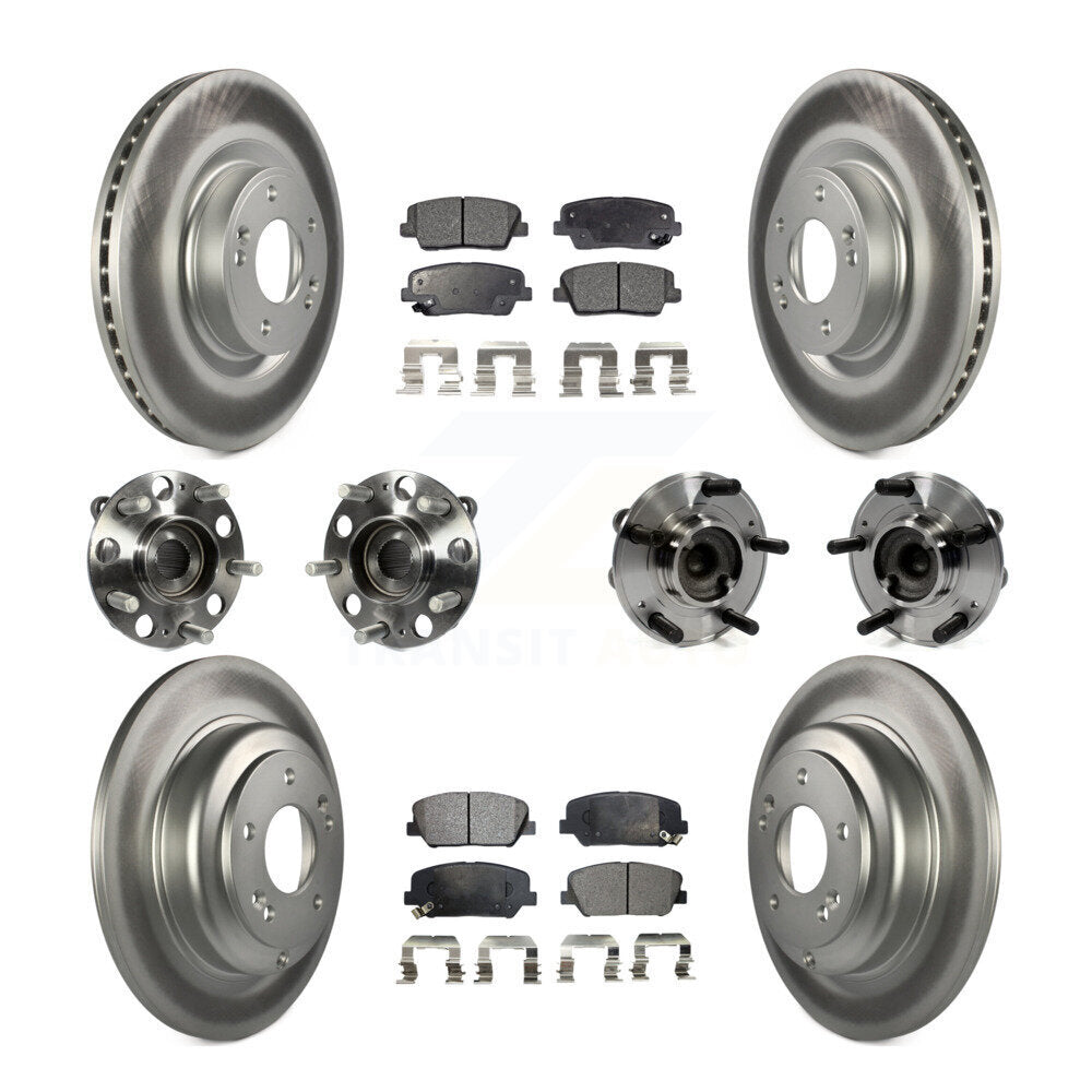 Hub Bearing Coat Brake Rotor Pad Front Rear Kit (10Pc) For Hyundai Genesis Coupe