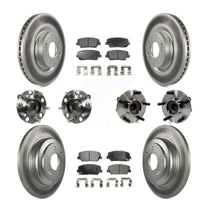 Hub Bearing Coat Brake Rotor Pad Front Rear Kit (10Pc) For Hyundai Genesis Coupe