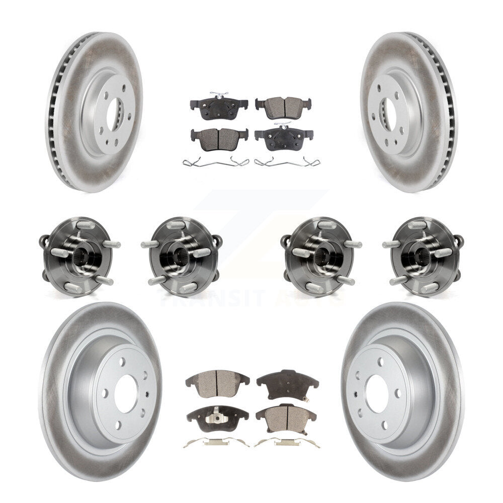 Hub Bearing Coated Disc Brake Rotor & Pads Front Rear Kit (10Pc) For Ford Fusion