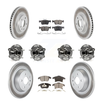 Hub Bearing Coated Disc Brake Rotor & Pads Front Rear Kit (10Pc) For Ford Fusion
