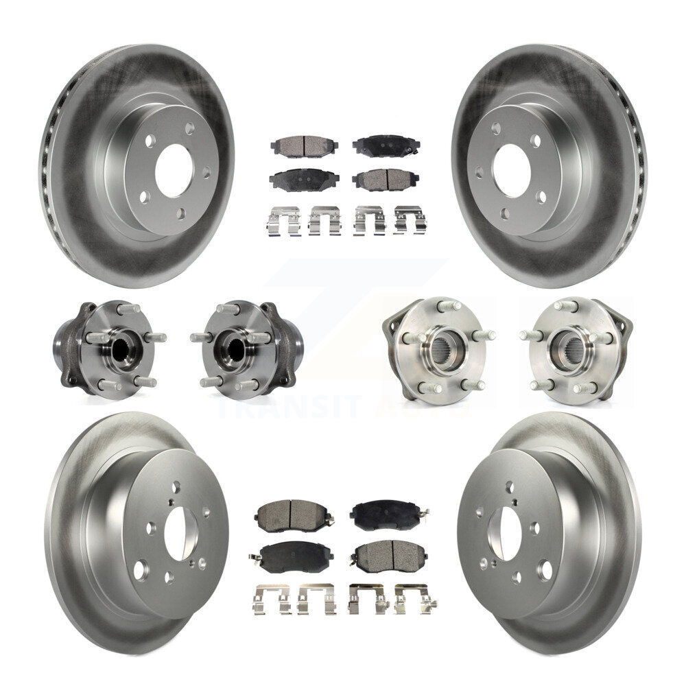 Hub Bearing Coated Disc Brake Rotor Pad Front Rear Kit (10Pc) For Subaru Impreza