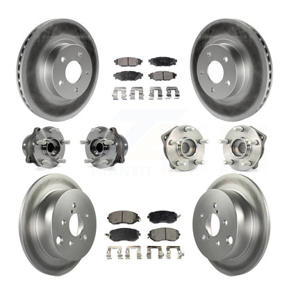Hub Bearing Coated Disc Brake Rotor Pad Front Rear Kit (10Pc) For Subaru Impreza