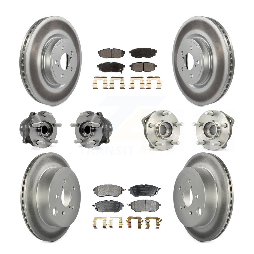 Hub Bearing Coat Brake Rotor Pads Front Rear Kit (10Pc) For Subaru Forester 2.0L