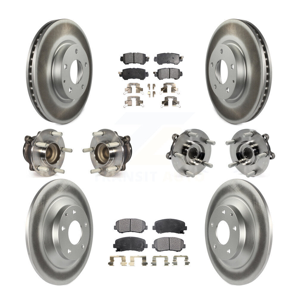 Hub Bearing Coat Brake Rotor Pads Front Rear Kit (10Pc) For 13-15 Mazda CX-5 FWD