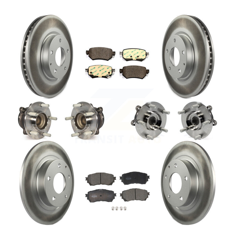 Hub Bearing Coated Brake Rotor & Pad Front Rear Kit (10Pc) For 2016-2018 Mazda 6