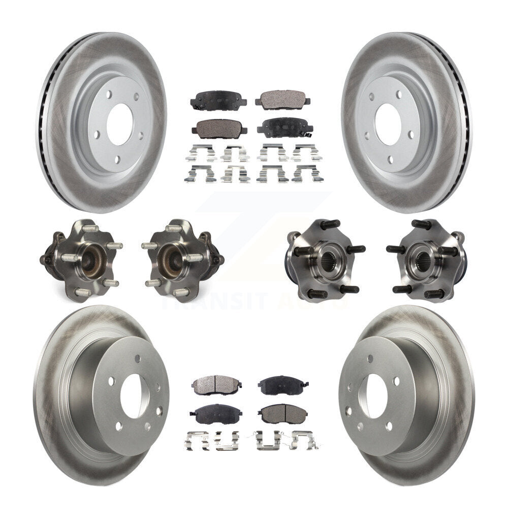 Hub Bearing Coated Disc Brake Rotor Pads Front Rear Kit (10Pc) For Nissan Sentra