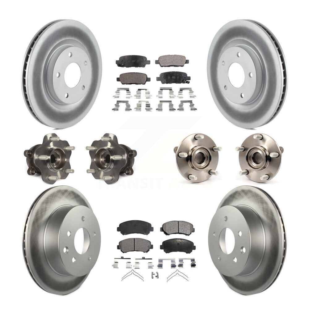 Hub Bearing Coated Brake Rotor Pad Front Rear Kit (10Pc) For Nissan Rogue Select