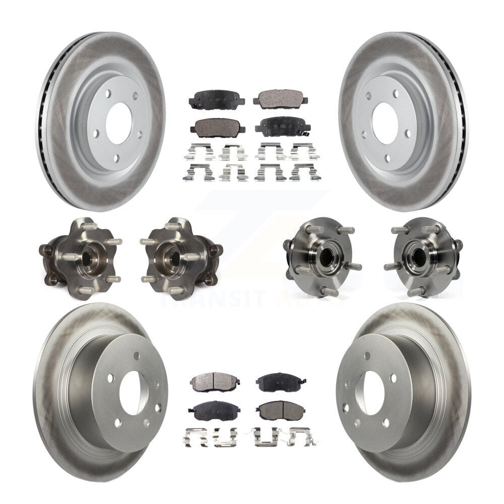 Hub Bearing Coated Disc Brake Rotor & Pads Front Rear Kit (10Pc) For Nissan Juke