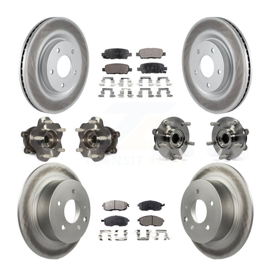 Hub Bearing Coated Disc Brake Rotor & Pads Front Rear Kit (10Pc) For Nissan Juke