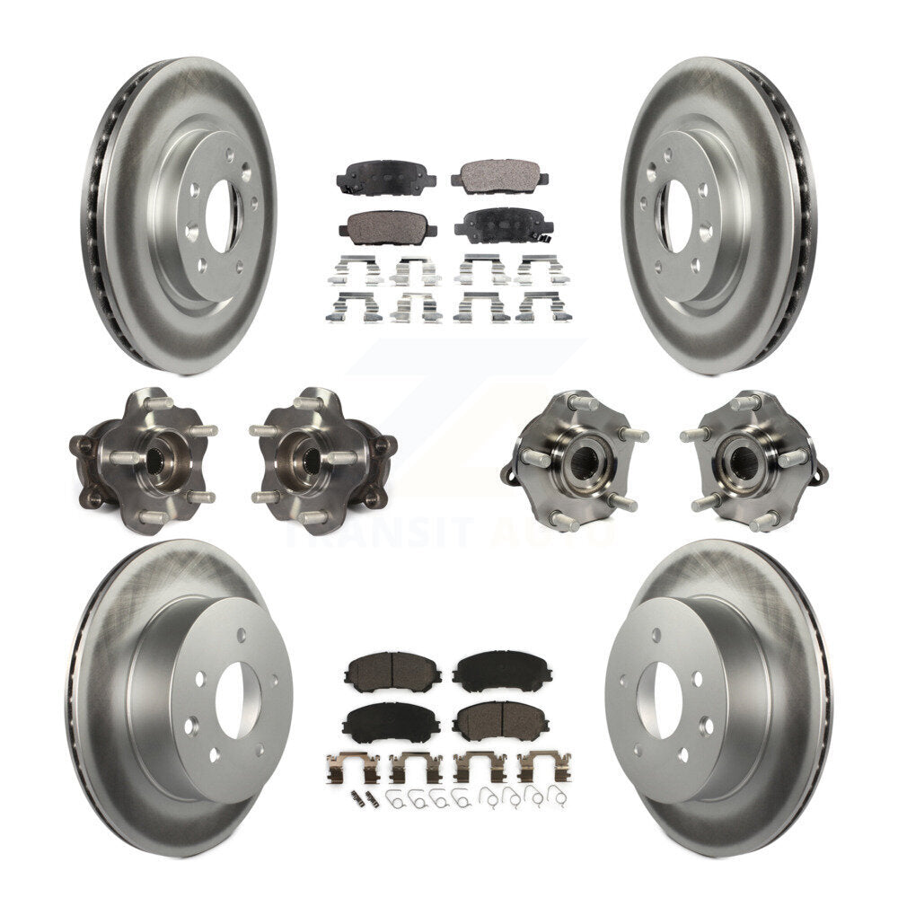 Hub Bearing Coated Brake Rotor Pads Front Rear Kit (10Pc) For Nissan Rogue Sport