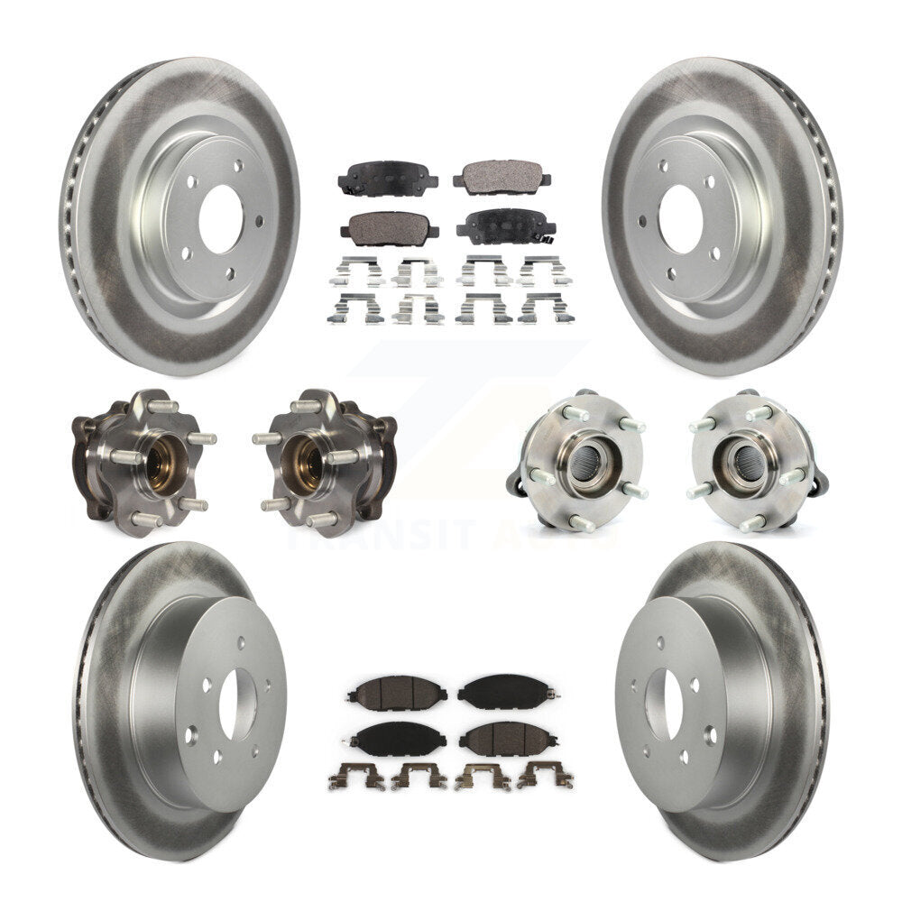Hub Bearing Coated Brake Rotor & Pad Front Rear Kit (10Pc) For Nissan Pathfinder