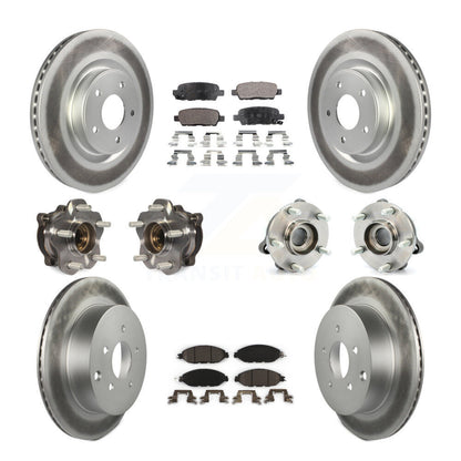 Hub Bearing Coated Brake Rotor & Pad Front Rear Kit (10Pc) For Nissan Pathfinder