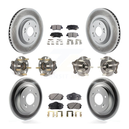 Hub Bearing Coated Disc Brake Rotor Pad Front Rear Kit (10Pc) For Hyundai Sonata