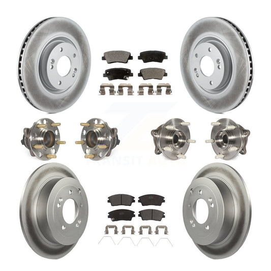 Hub Bearing Coated Disc Brake Rotor & Pad Front Rear Kit (10Pc) For Kia Sportage