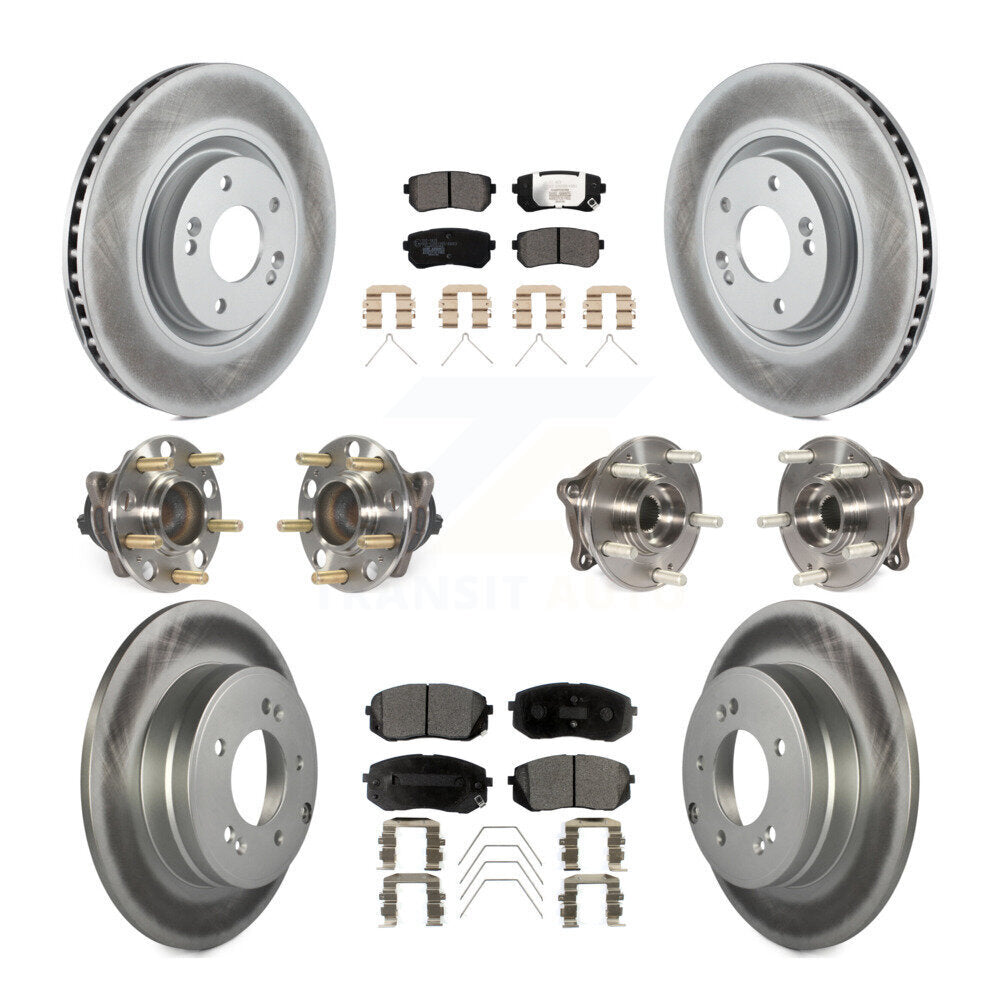 Hub Bearing Coated Disc Brake Rotor And Pad Front Rear Kit (10Pc) For Kia Optima