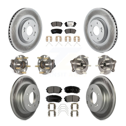 Hub Bearing Coated Disc Brake Rotor And Pad Front Rear Kit (10Pc) For Kia Optima