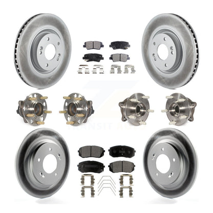 Hub Bearing Coated Disc Brake Rotor Pad Front Rear Kit (10Pc) For Hyundai Sonata
