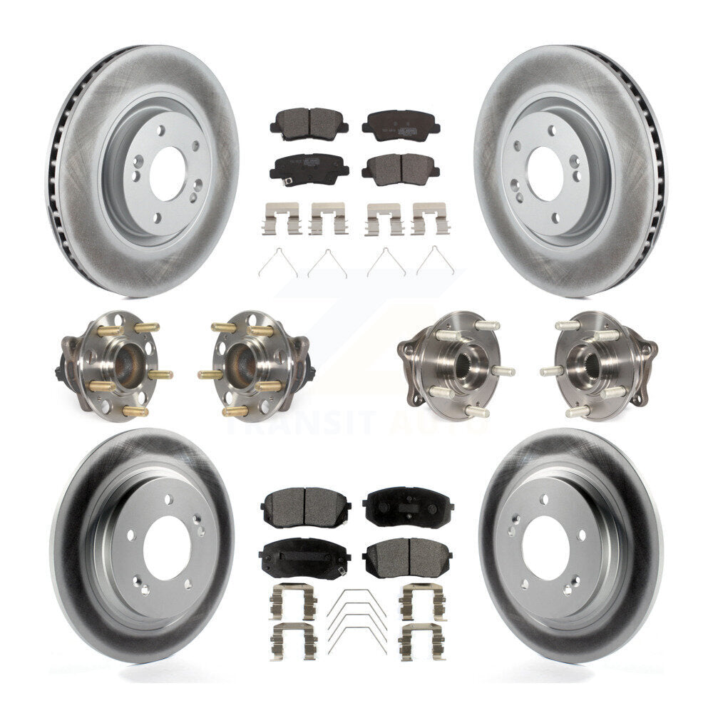 Hub Bearing Coated Disc Brake Rotor And Pad Front Rear Kit (10Pc) For Kia Optima