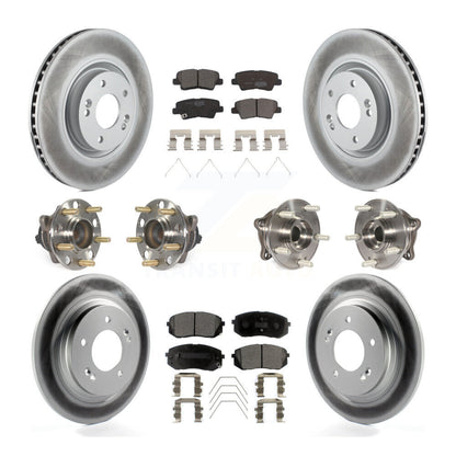 Hub Bearing Coated Disc Brake Rotor And Pad Front Rear Kit (10Pc) For Kia Optima