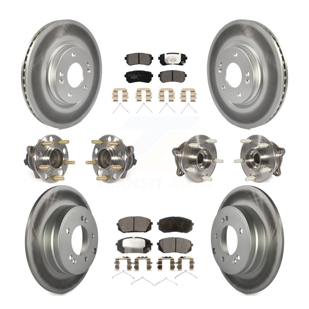 Hub Bearing Coated Disc Brake Rotor And Pad Front Rear Kit (10Pc) For Kia Optima