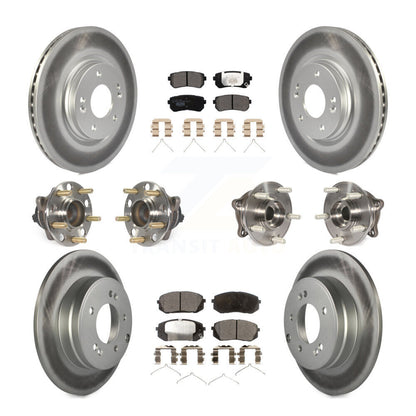 Hub Bearing Coated Disc Brake Rotor And Pad Front Rear Kit (10Pc) For Kia Optima