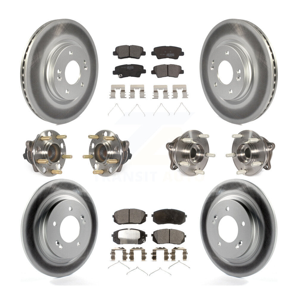 Hub Bearing Coated Disc Brake Rotor And Pad Front Rear Kit (10Pc) For Kia Optima
