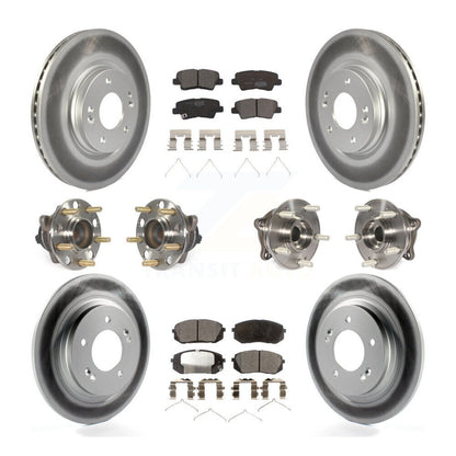 Hub Bearing Coated Disc Brake Rotor And Pad Front Rear Kit (10Pc) For Kia Optima