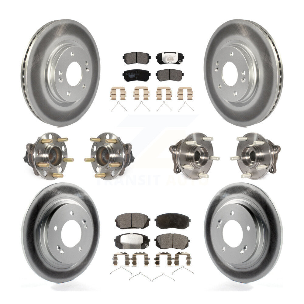 Hub Bearing Coated Disc Brake Rotor And Pad Front Rear Kit (10Pc) For Kia Optima