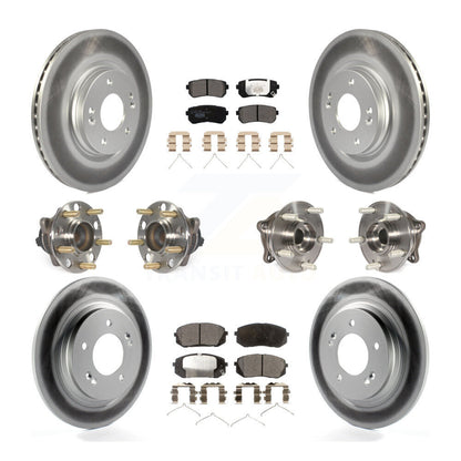 Hub Bearing Coated Disc Brake Rotor And Pad Front Rear Kit (10Pc) For Kia Optima